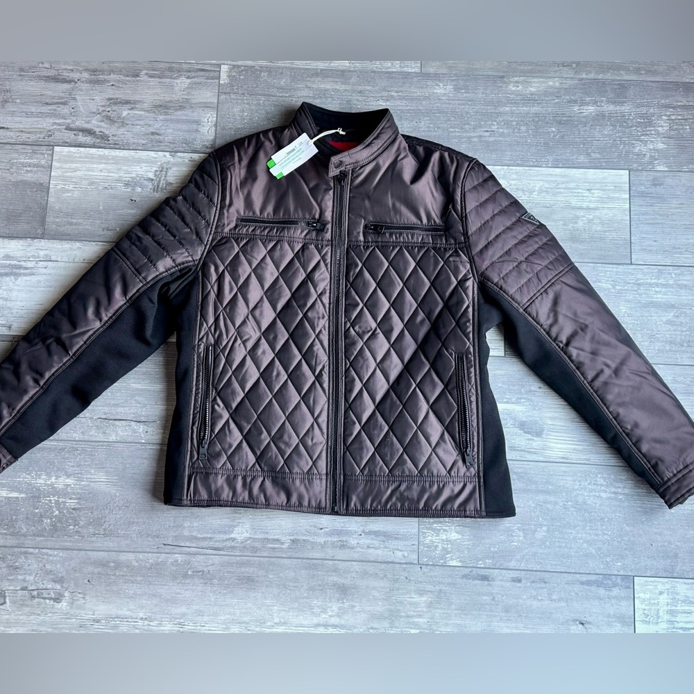 Guess Men’s motojacket quilted red jacket size XL
